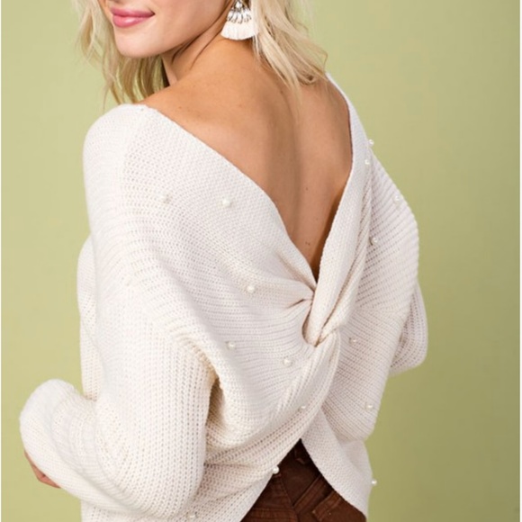Cream Pearl Twist Sweater - Picture 3 of 4